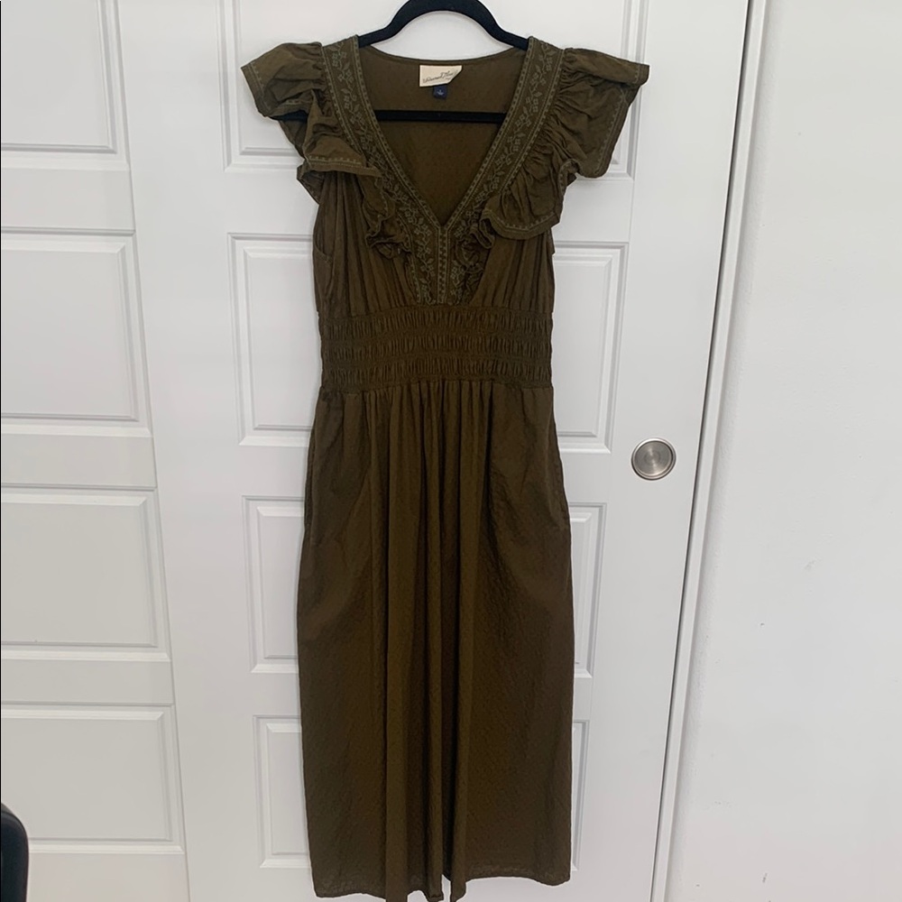 Universal Thread Olive Green Flutter Dress - Picture 3 of 11